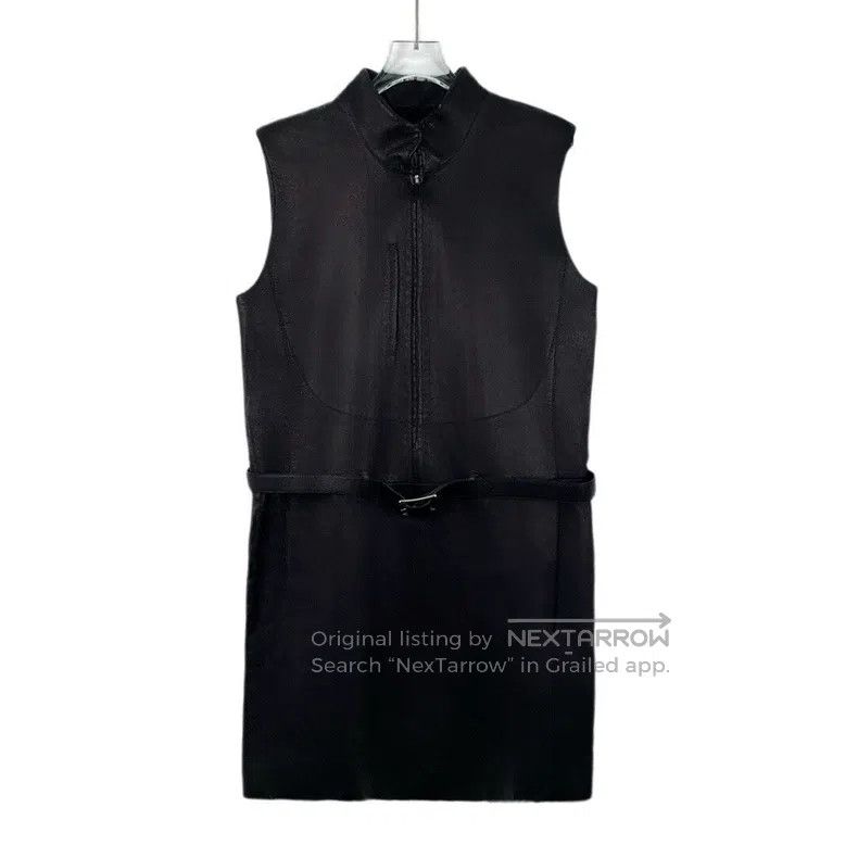 Hermes Hermes Black Leather Zip-Up Sleeveless Belted Dress Size XS / US 0-2 / IT 36-38 - 1 Thumbnail