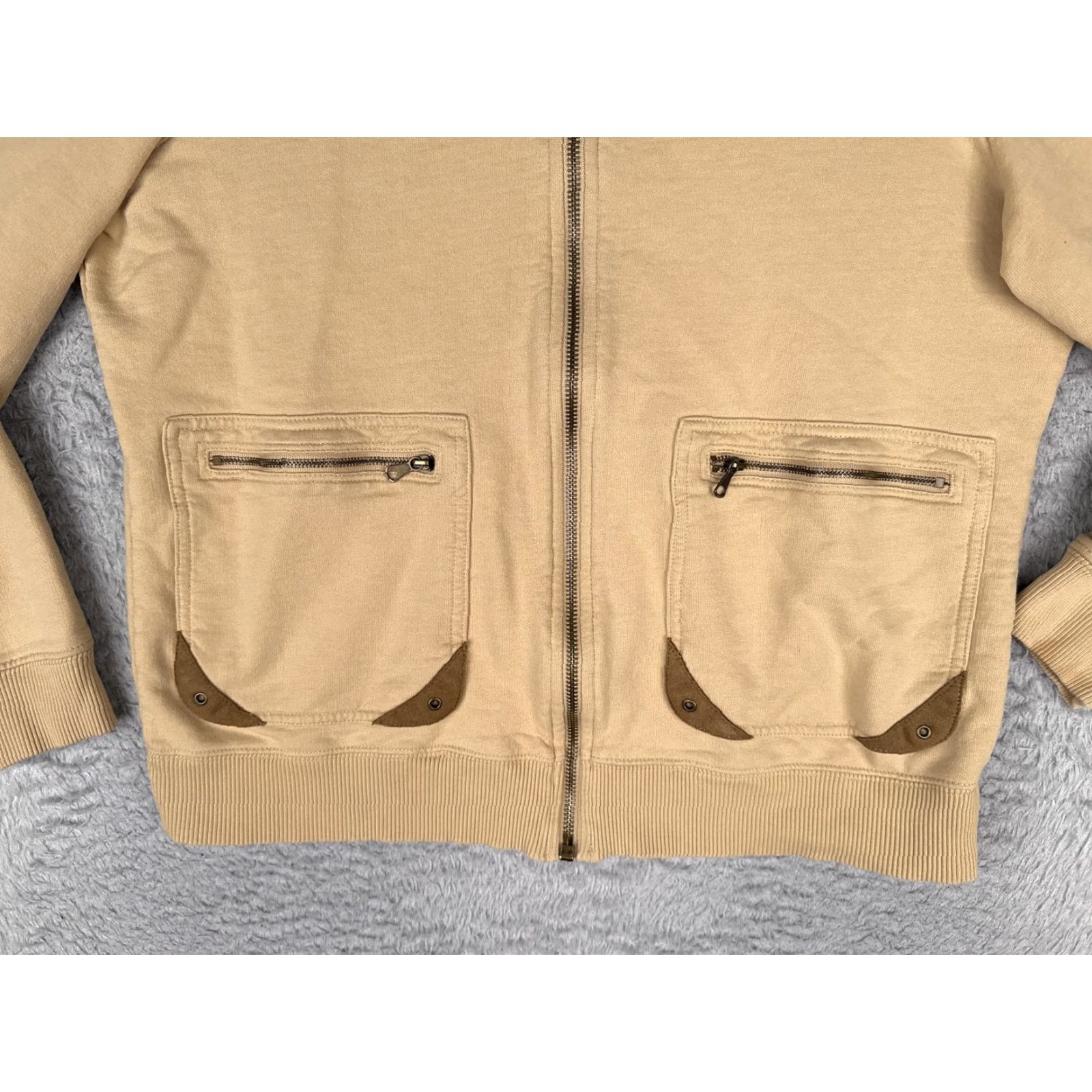 Ralph Lauren Lauren Ralph Lauren Bomber Jacket Womens L Beige Cotton Full Zip Pockets Size L / US 10 / IT 46 - 7 Thumbnail