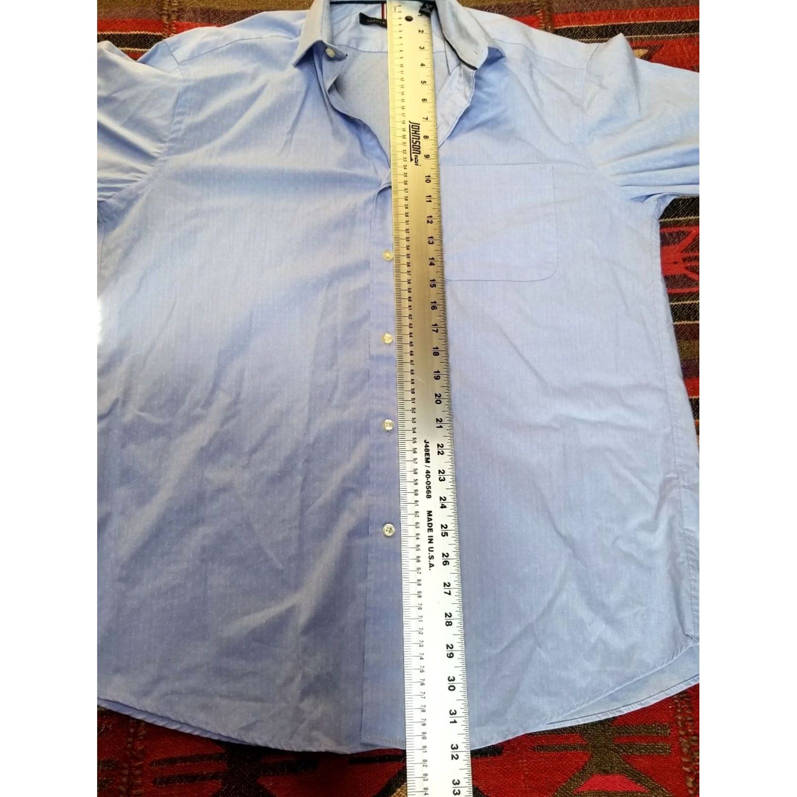 Tommy Hilfiger Tommy Hilfiger Men's Regular Fit Stretch Wrinkle Resistant Dress Shirt Medium 15-15.5 Blue Size US L / EU 52-54 / 3 - 6 Thumbnail