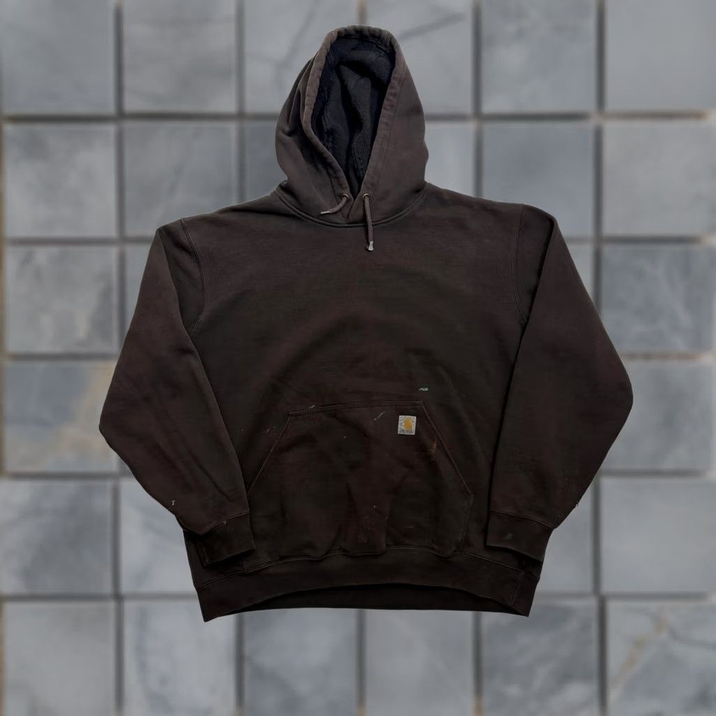 Carhartt Carhartt Hoodie Mens XL Brown Fleece Pullover Workwear Reg Fit Knit Sweatshirt Logo Pockets Size US XL / EU 56 / 4 - 1 Thumbnail