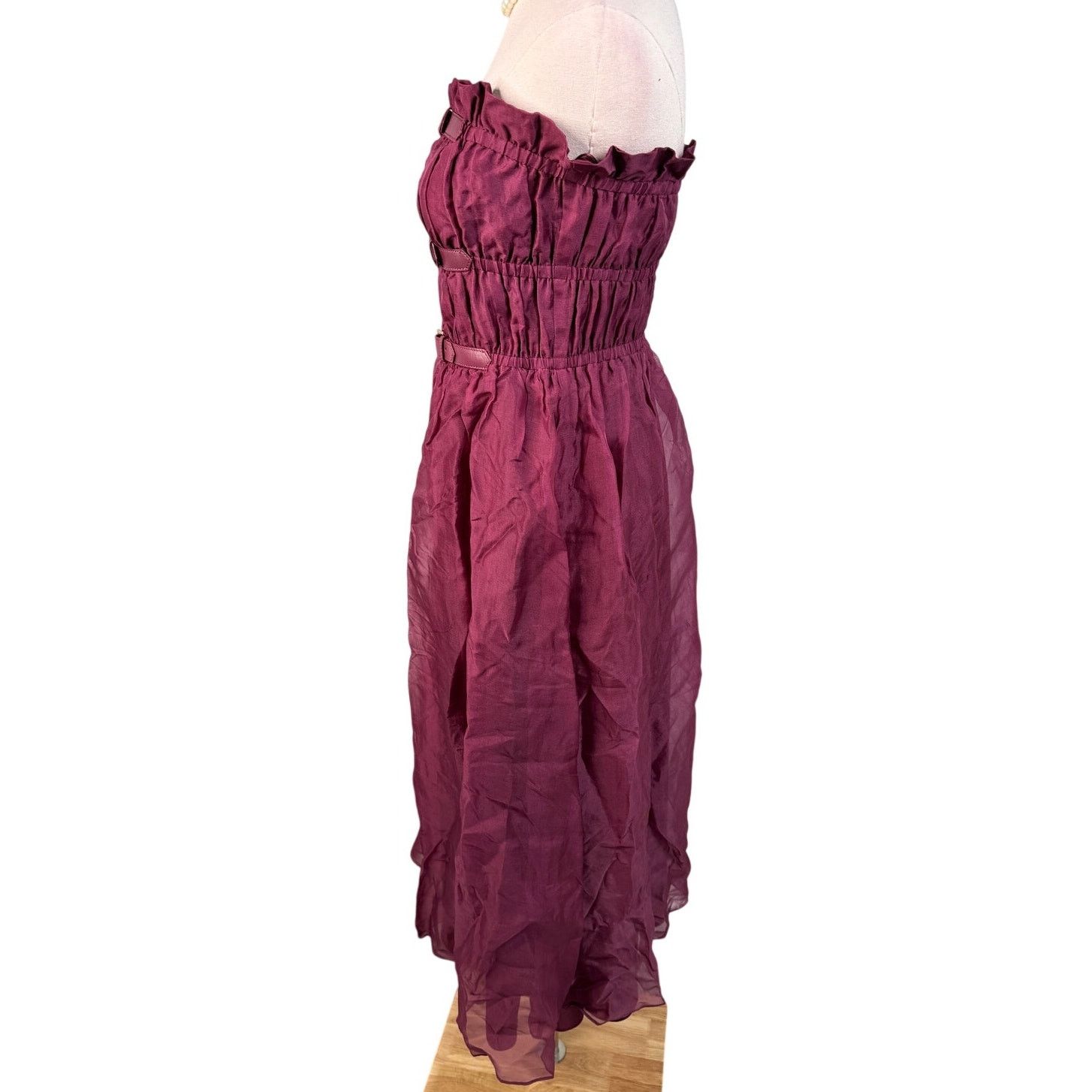 Cynthia Rowley Cynthia Rowley Buckle Up Silk Organza Dress burgundy size M Size M / US 6-8 / IT 42-44 - 9 Thumbnail