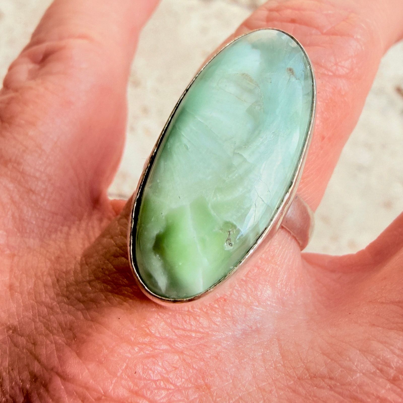 The Unbranded Brand Hemimorphite + Larimar 925 Silver Plated Ring Size 8 Size ONE SIZE - 6 Thumbnail