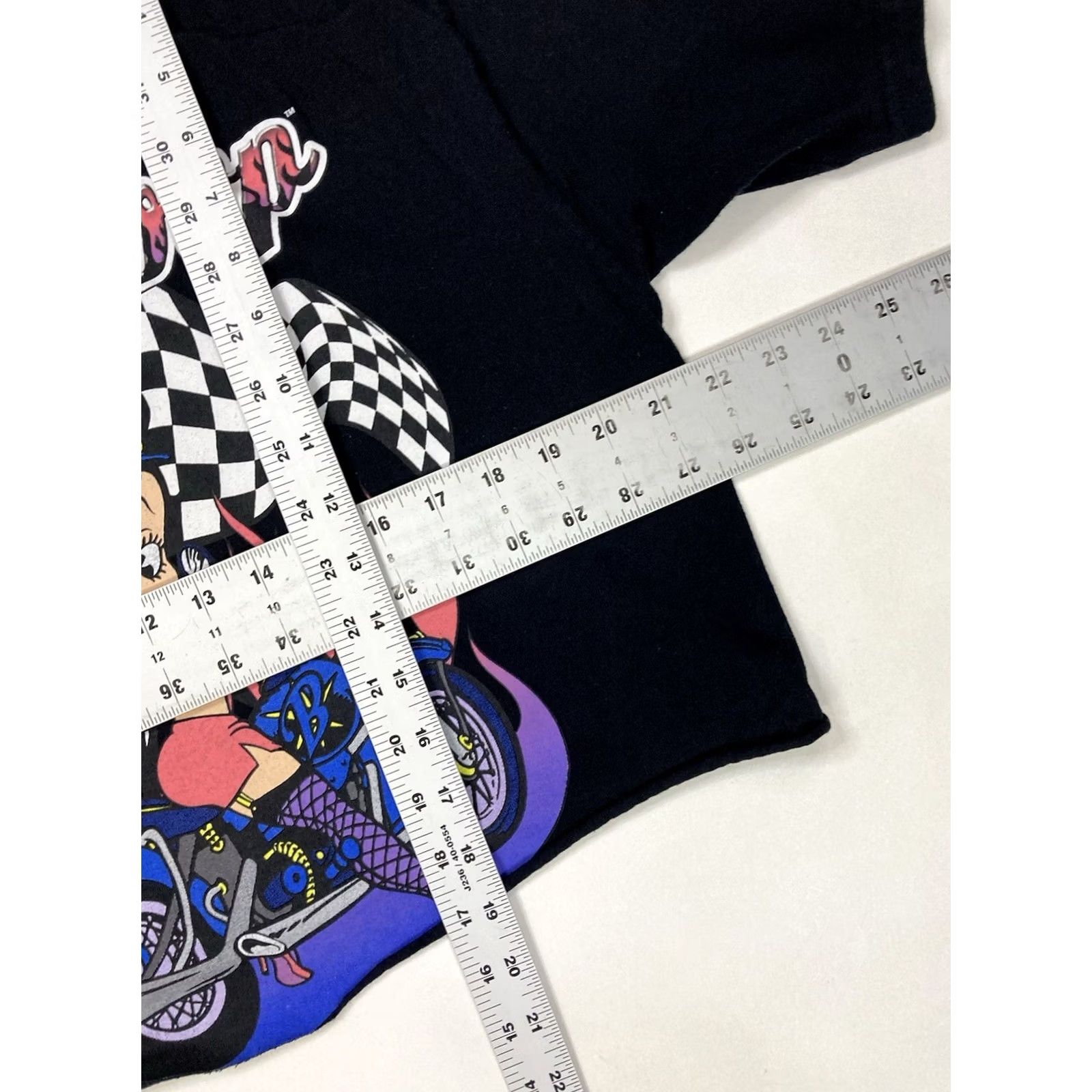 Vintage Betty Boop T-Shirt Women Large Black Short Sleeve Cropped Graphic Motorcycle Retro Size L / US 10 / IT 46 - 6 Thumbnail