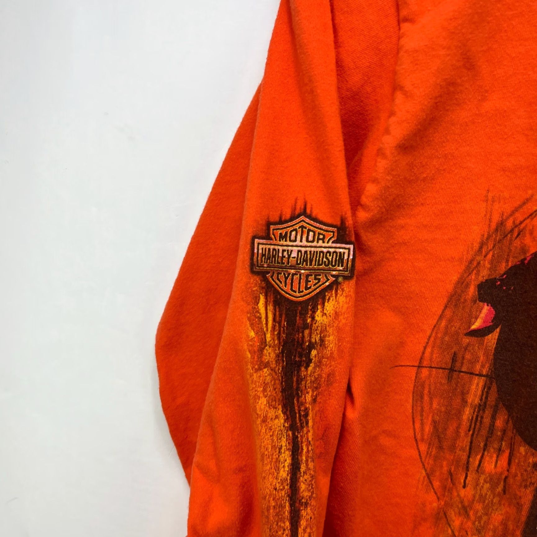 Harley Davidson VINTAGE Harley-Davidson Long Sleeve Shirt Mens S Orange 90s Memphis Tennessee Guitar Small Size US S / EU 44-46 / 1 - 3 Thumbnail