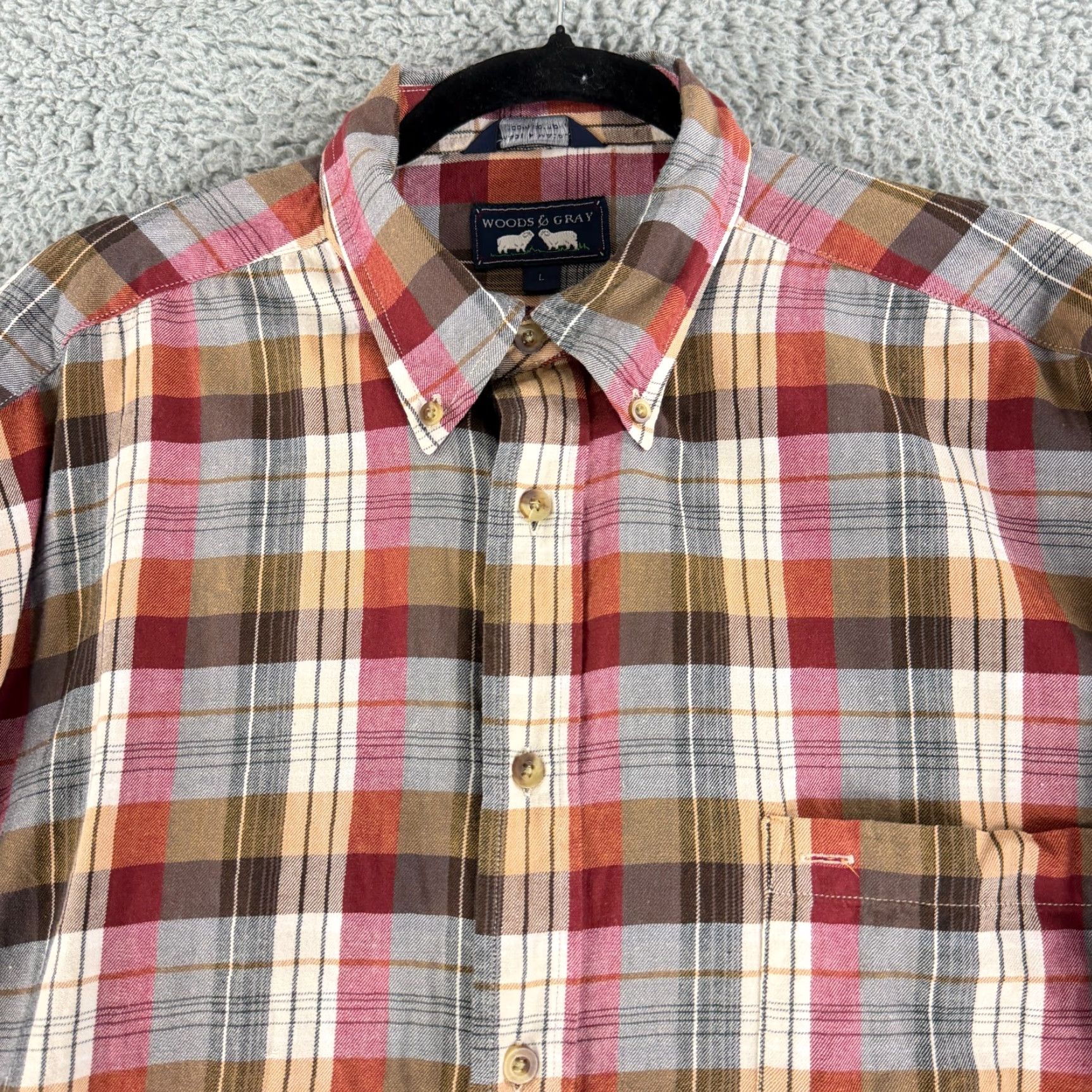 Vintage Woods & Gray Button-Down Shirt Mens Large Brown Plaid Long Sleeve Cotton Casual Size US L / EU 52-54 / 3 - 2 Thumbnail