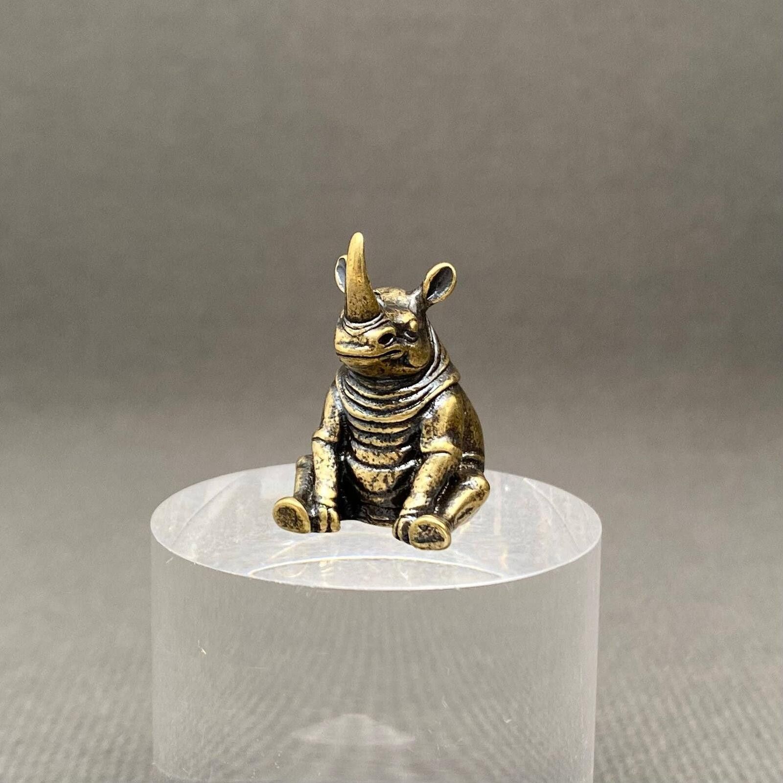 Other Miniature Sitting Rhino Figurine with Antiqued Brass Finish Size ONE SIZE - 2 Thumbnail