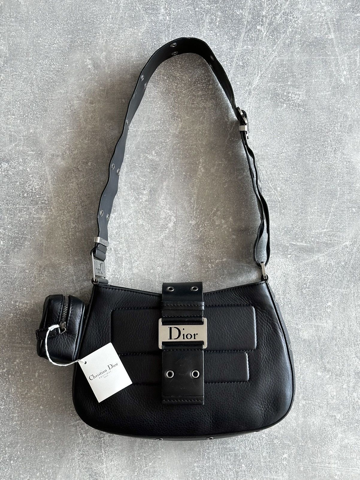 DIOR Street Chic Columbus Evening Black Leather Shoulder Bag