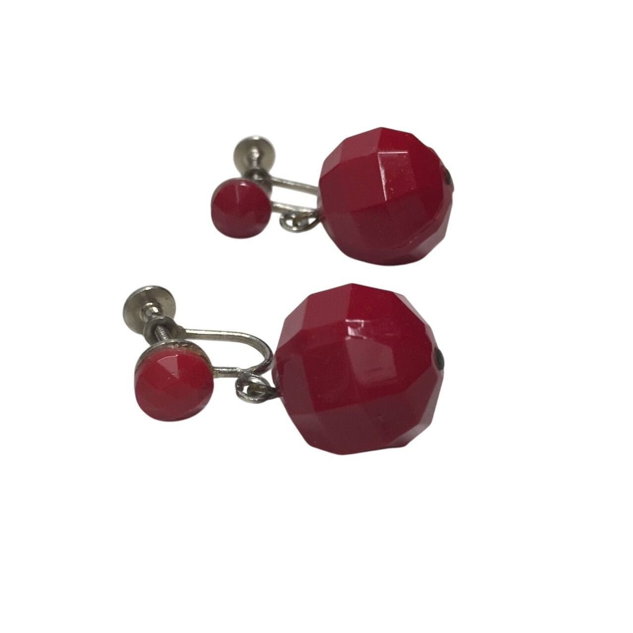 Other Vintage Women's Silver and Red Dangle Beaded Screw Back Earr Size ONE SIZE - 2 Thumbnail