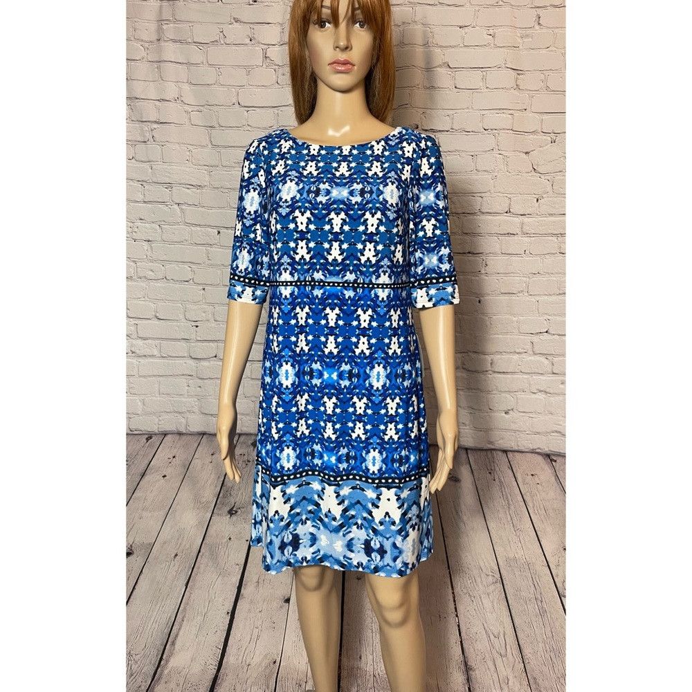 Other NWT New $128 Eliza J Elbow Sleeve Sheath Blue Dress Size 6 Size M / US 6-8 / IT 42-44 - 2 Thumbnail