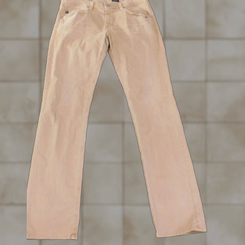 Denime AG Adriano Goldschmied jeans mens 34x34 beige slim straight denim 34 inseam mid rise regular backstage? Size US 34 / EU 50 - 1 Thumbnail