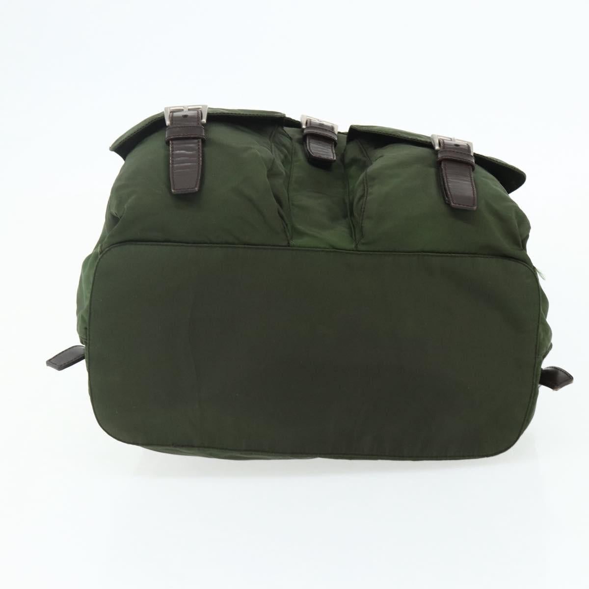 PRADA Backpack Nylon Silver Khaki Auth 176699 - Jerrillo