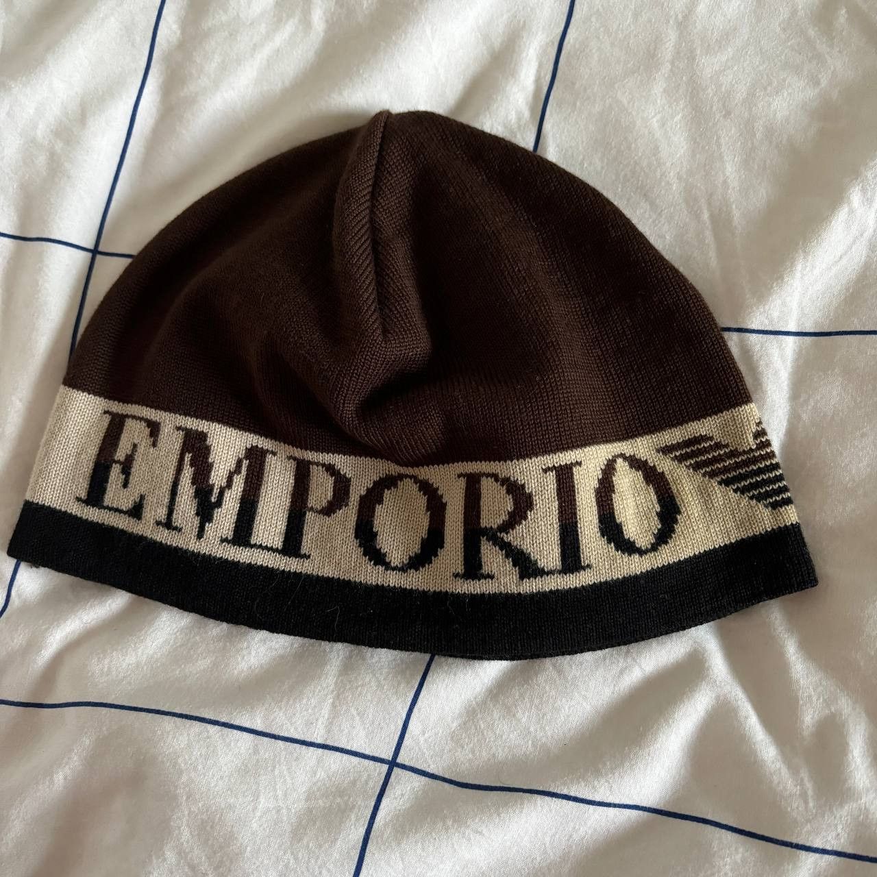 Armani × Giorgio Armani 🔥 VTG ARCHIVE ARMANI JEANS LOGO MONOGRAM BEANIE HAT Size ONE SIZE - 2 Thumbnail