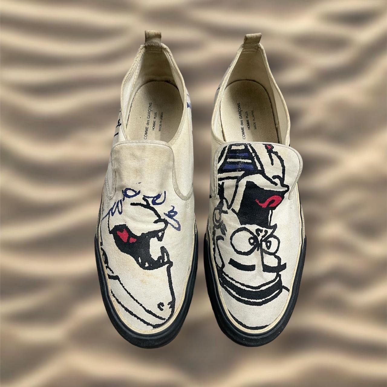 image of Comme Des Garcons Homme Plus Ss/2004 Marine Slip Ons Shoes in Off White, Men's (Size 10)
