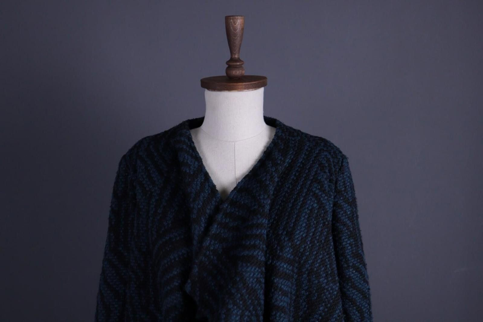 Wilkes Bashford Ba&Sh Black Geomeric Open Front Cardigan Cape Sweater Size 3 Size M / US 6-8 / IT 42-44 - 2 Thumbnail