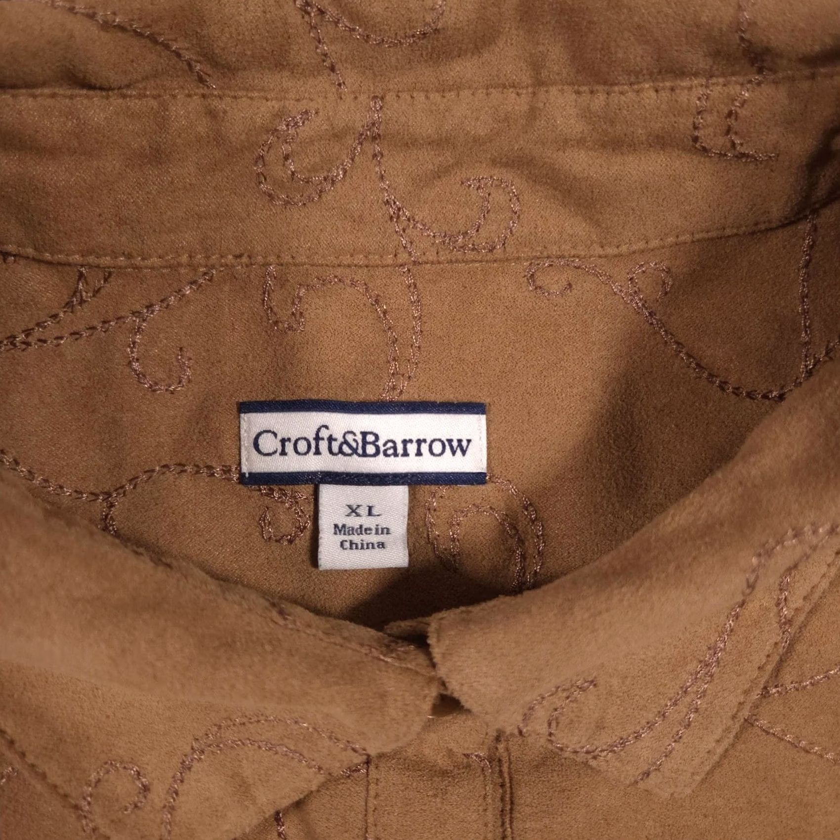 Croft & Barrow Croft & Barrow Shirt Womens XL Brown Paisley Embroidered Button Front Top Size XL / US 12-14 / IT 48-50 - 5 Thumbnail