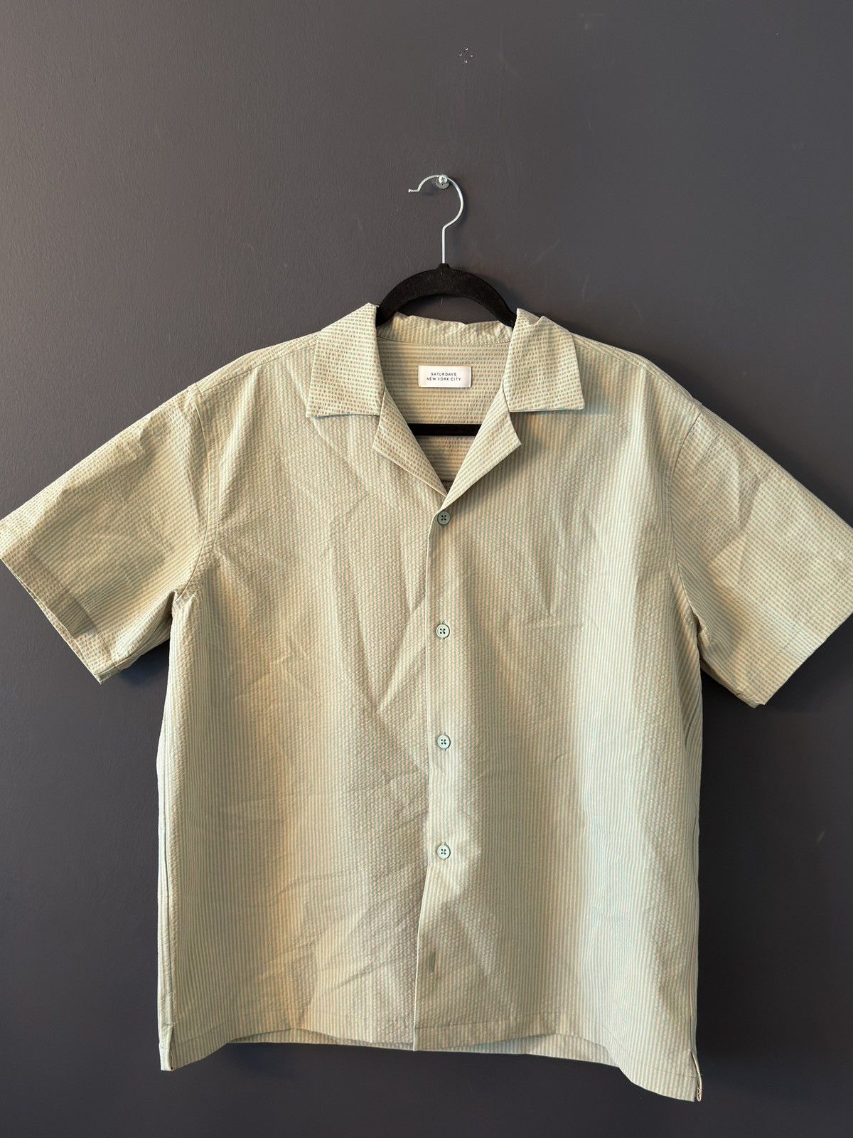 Saturdays NYC - Canty Camp-Collar Striped Seersucker Shirt