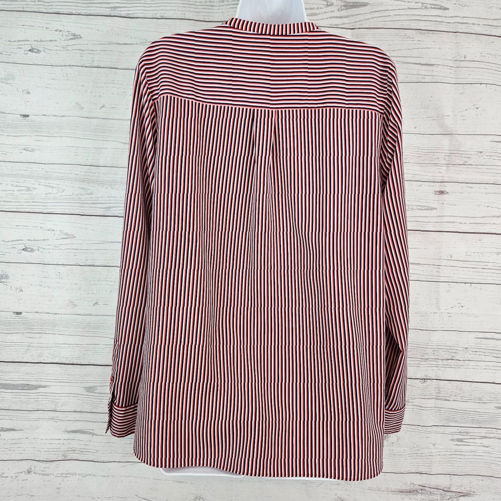 Vintage Cabi 5335 Womens Franklin Blouse Striped Long Sleeve Pullover Red Blue Sz L Size L / US 10 / IT 46 - 3 Thumbnail