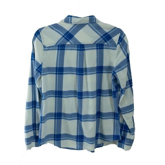 J.Crew J.Crew Factory Ivory & Blue Plaid Flannel Shirt Boy Fit Size S / US 4 / IT 40 - 3 Thumbnail