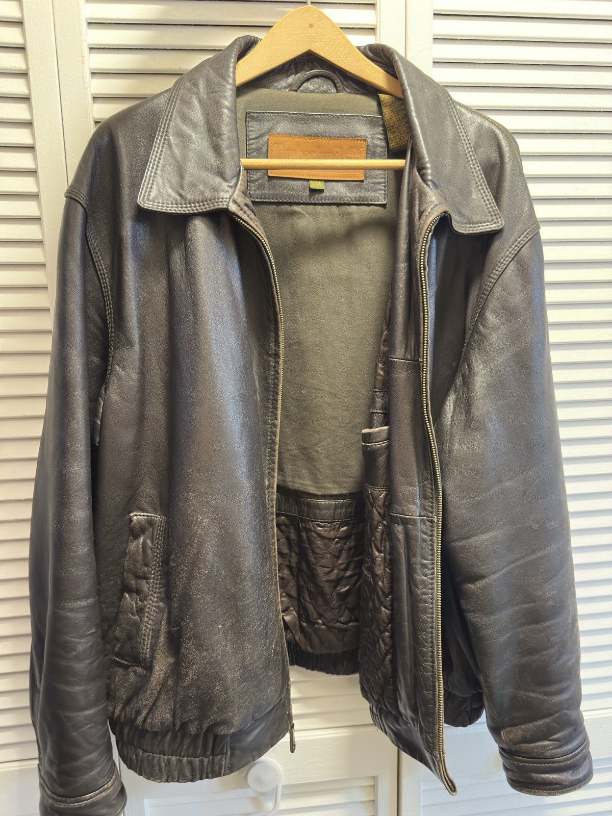 image of Timberland Dark Brown Leather Jacket, Men's (Size 2XL)