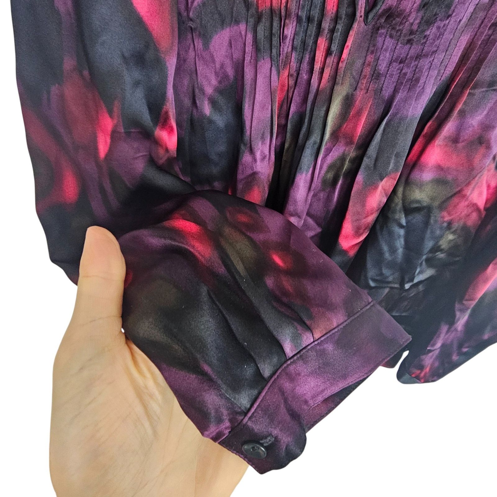 Theory Theory Bianca Vague Silk Pleated Keyhole Blouse Quiet Luxury Size S / US 4 / IT 40 - 5 Thumbnail