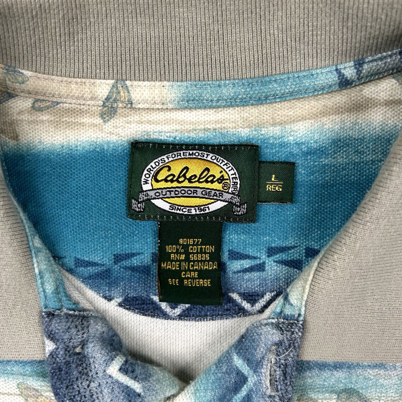 Vintage Vintage Cabela'S Shirt Mens L Polo All Over Print Fish Nature Outdoors Canada Size US L / EU 52-54 / 3 - 3 Thumbnail