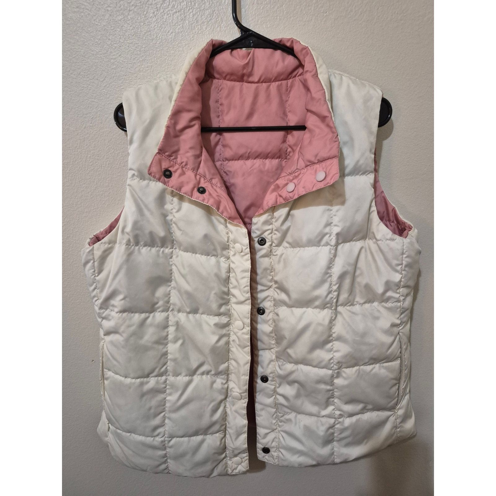 L.L. Bean L.L. Bean Reversible Quilted Puffer Vest. Cream & Rose Pink Size L / US 10 / IT 46 - 3 Thumbnail