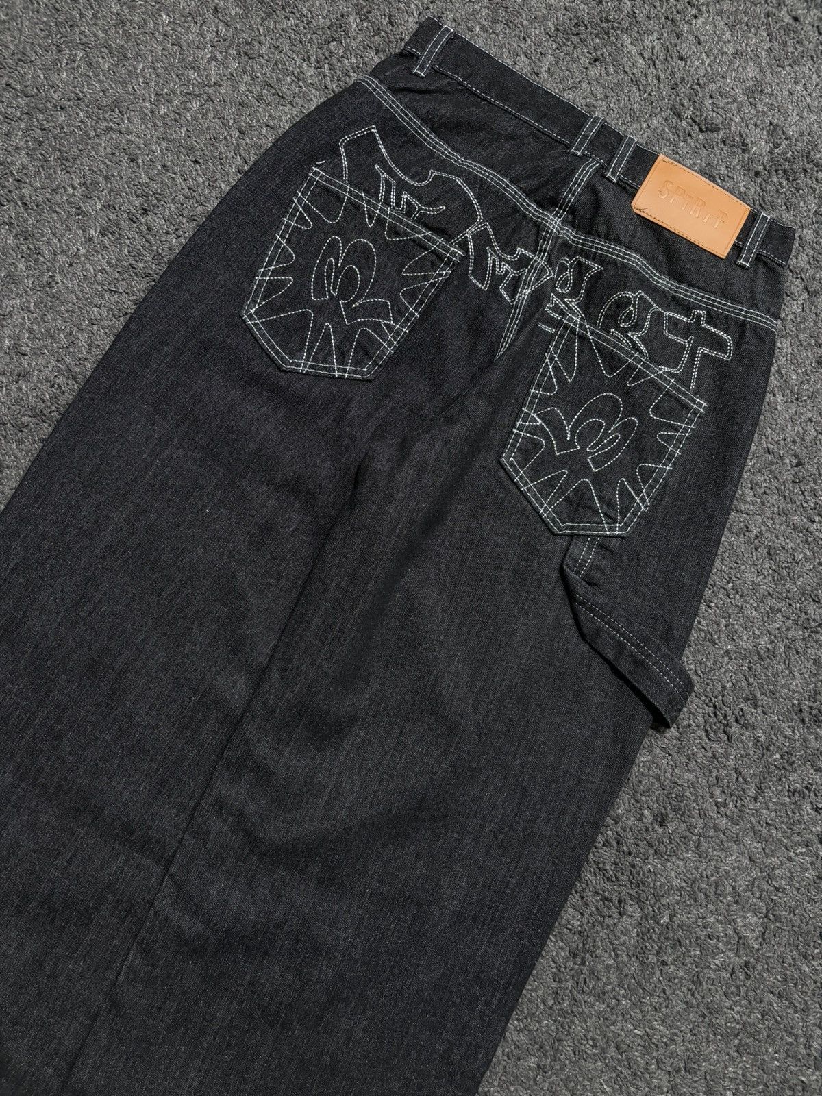 Vintage Vintage very rare embroidered spirit dark gray baggy jeans Size US 30 / EU 46 - 2 Thumbnail