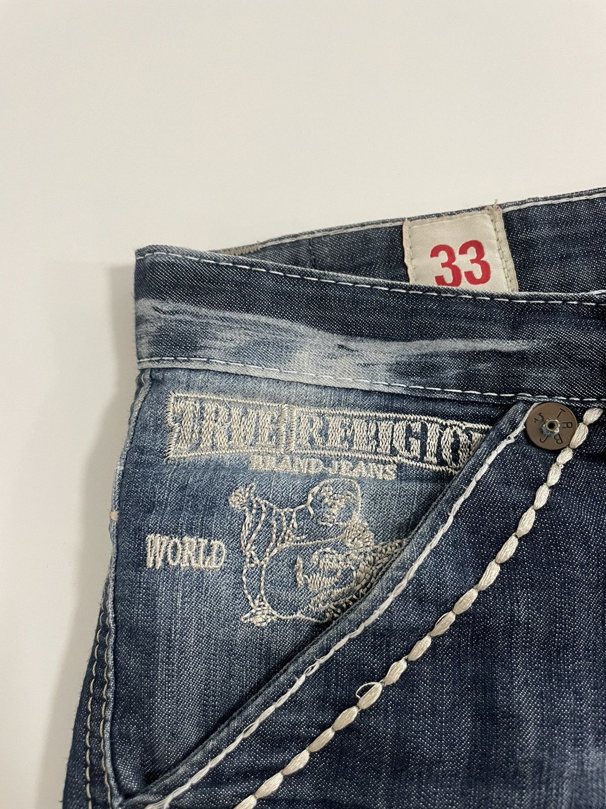 Japanese Brand Vintage True Religion Cargo Shorts Denim Jeans Blue Size US 33 - 2 Thumbnail