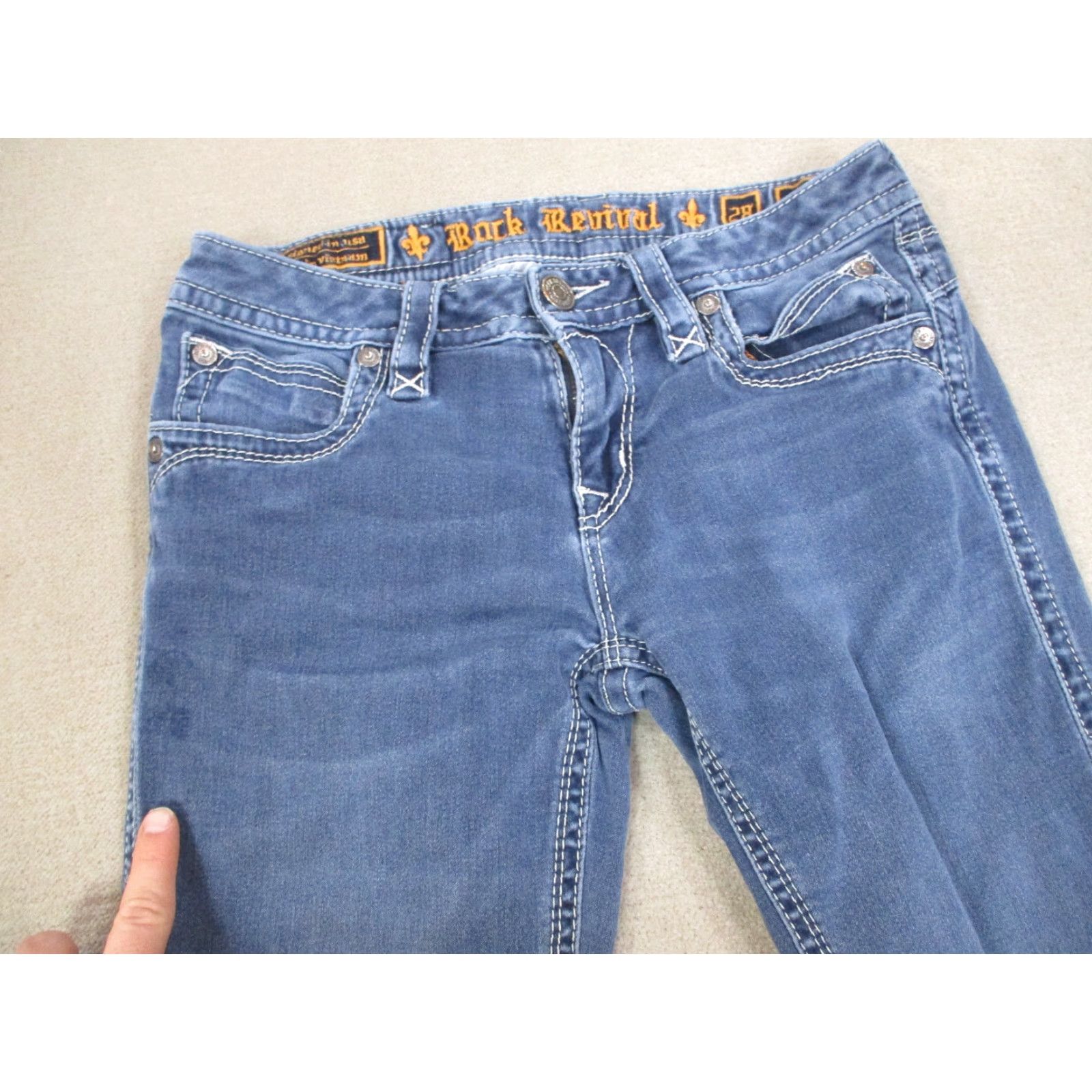 Vintage **Rock Revival Skinny Jeans Blue Women's 28** User: Rock Revival Skinny Blue Jeans Women's 28 Size 28" / US 6 / IT 42 - 4 Thumbnail