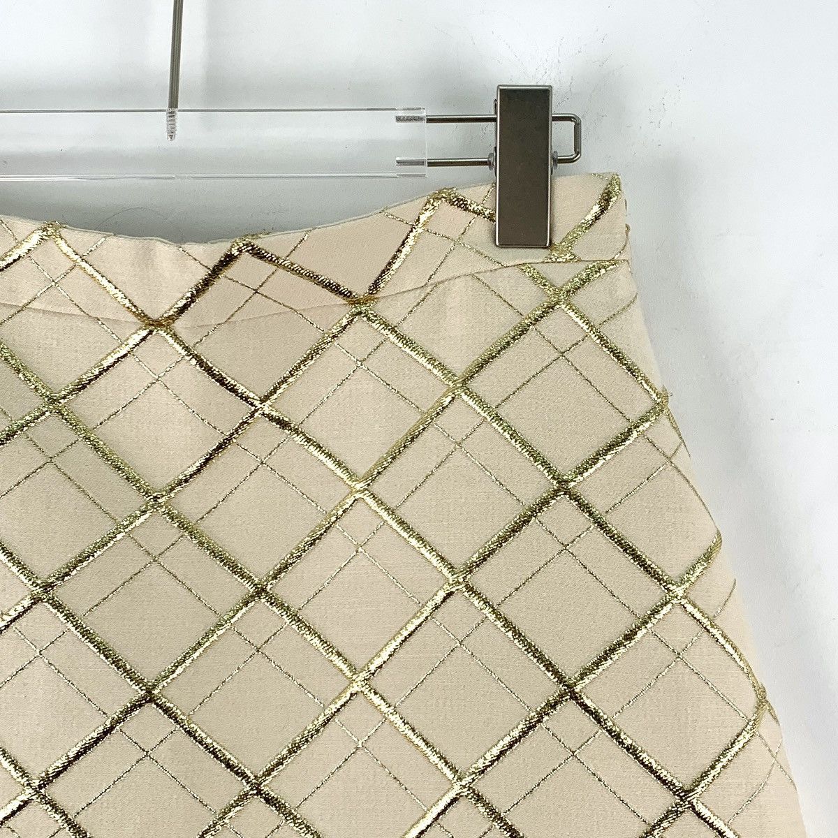 Valentino Valentino Checked Gold Thread Wool Casual Mini Skirt K26WX Size 28" / US 6 / IT 42 - 3 Thumbnail