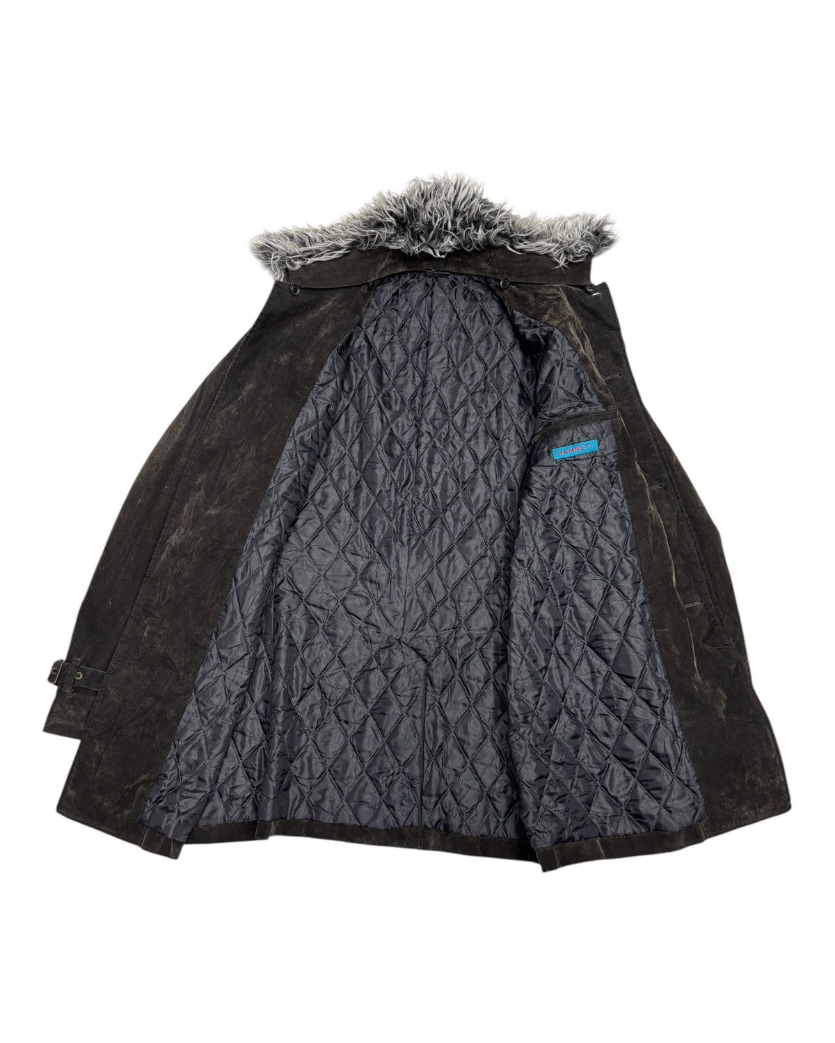 If Six Was Nine × Le Grande Bleu (L.G.B.) × Tornado Mart 🔥VINTAGE HAMNETT FAUX FUR COLLAR WAXED OVERCOAT JACKET Size US M / EU 48-50 / 2 - 3 Thumbnail