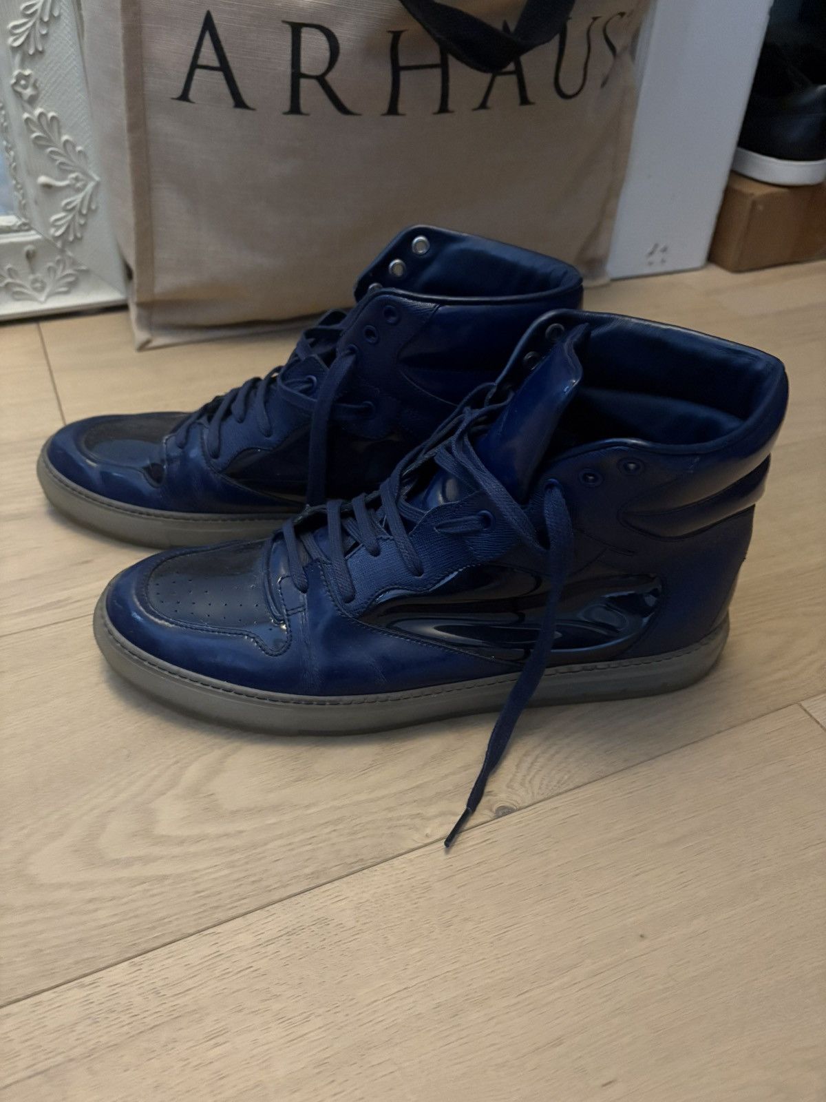 Blue Balenciaga Mixed Material High Top Trainers