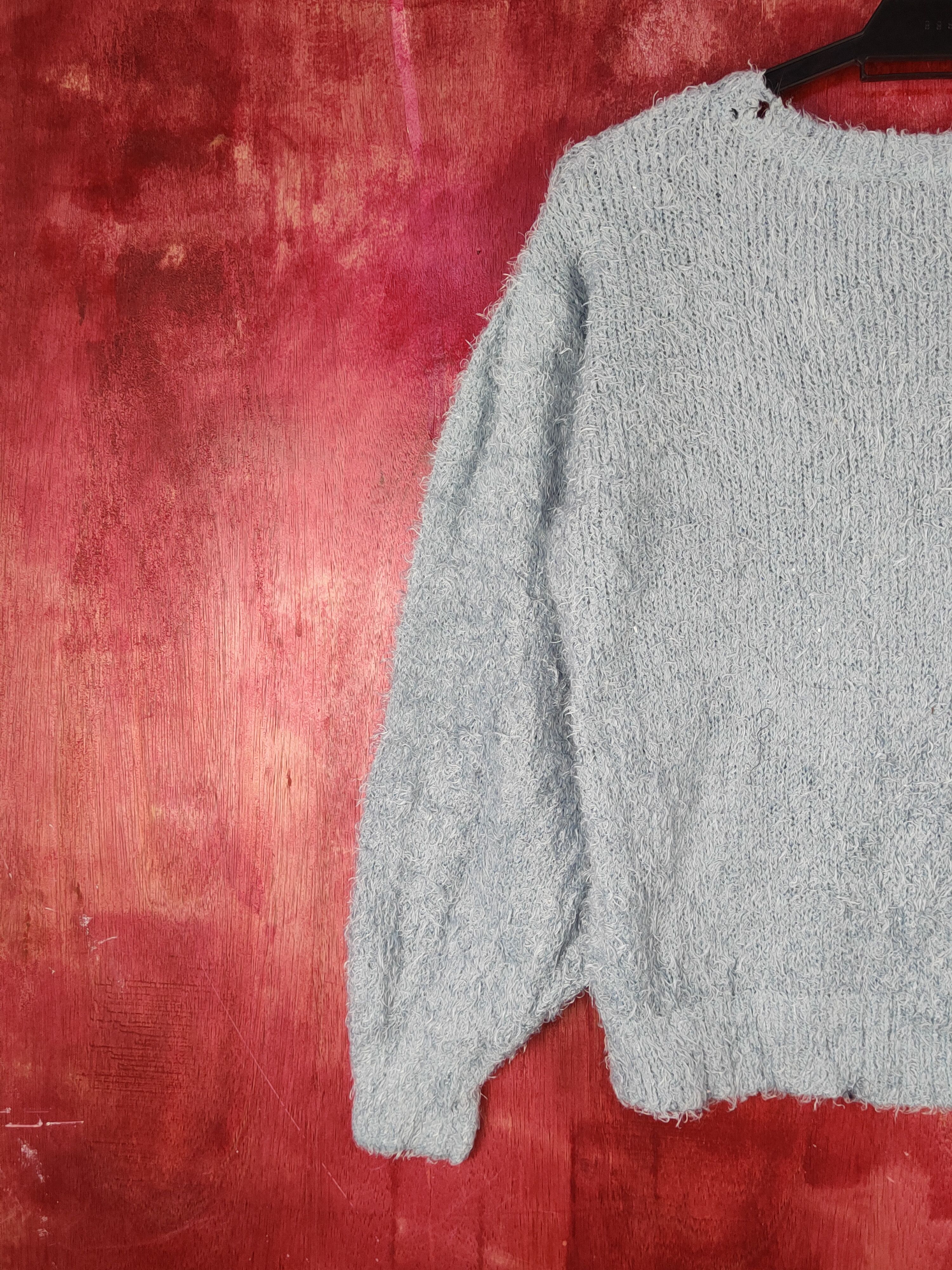 GU GU Blue Shag Shaggy Fur Mohair Knitwear #S2061 Size M / US 6-8 / IT 42-44 - 9 Thumbnail