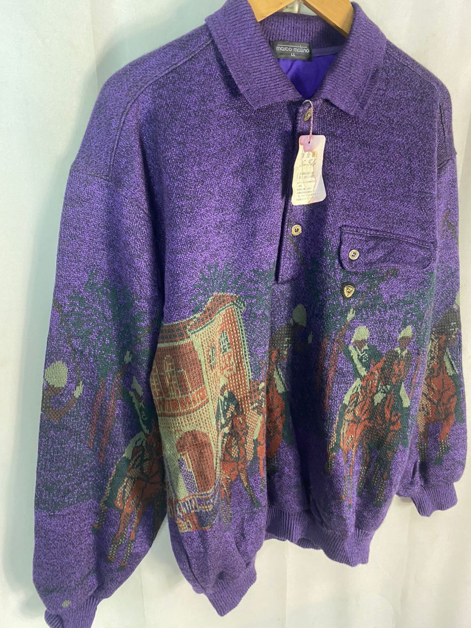 Designer × Japanese Brand × Vintage Vintage Marco malino fullprint wool sweatshirt Size US M / EU 48-50 / 2 - 3 Thumbnail