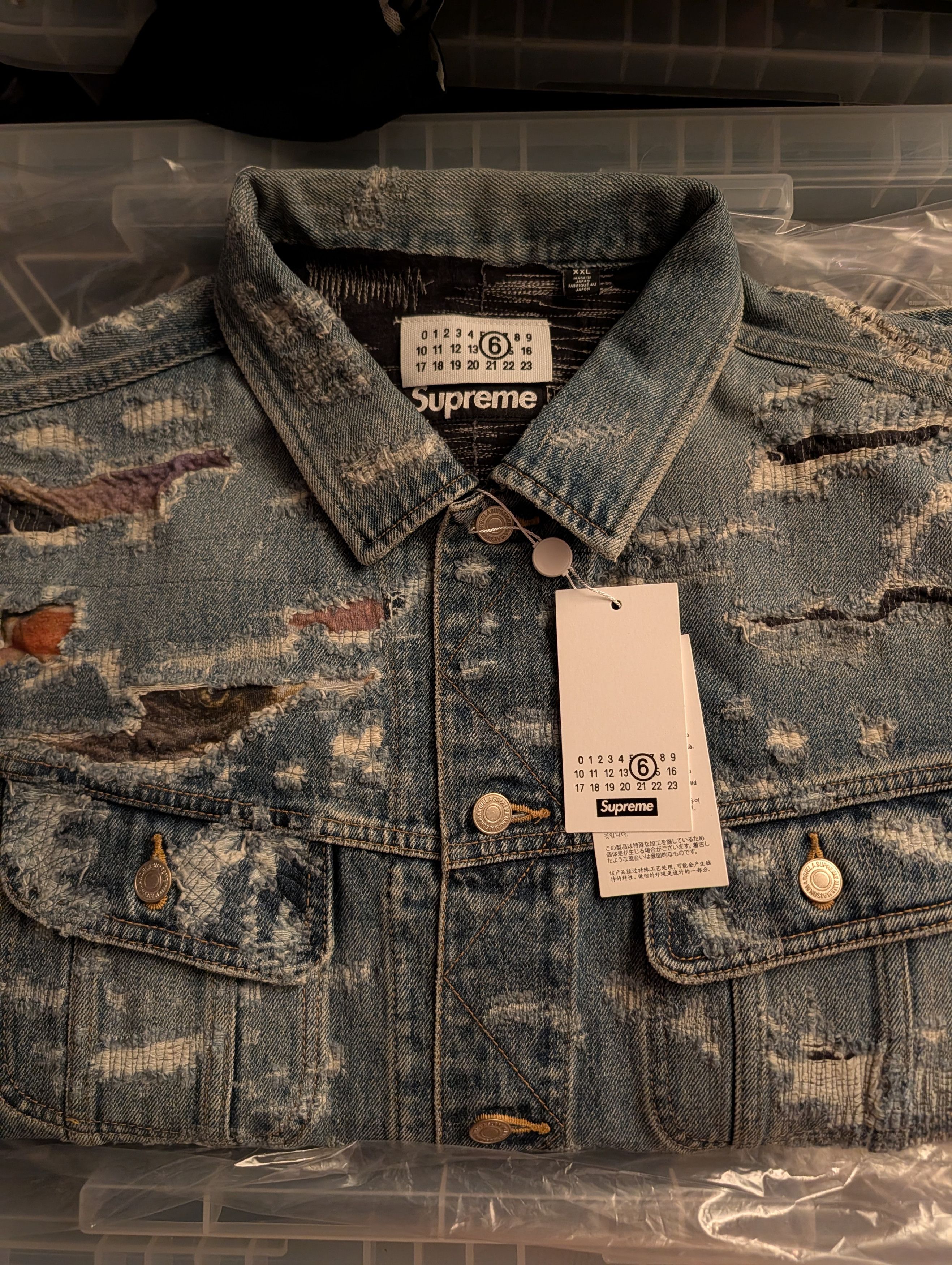 Maison Margiela × Supreme Supreme Margiela MM6 Distressed Denim Trucker Jacket XXL Size US XXL / EU 58 / 5 - 2 Thumbnail