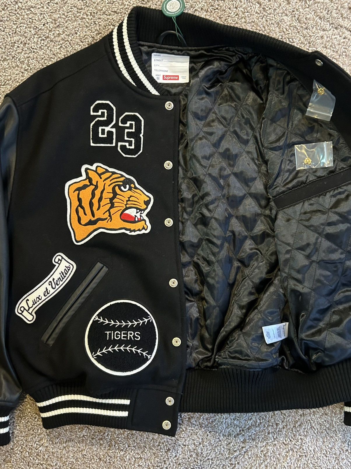 Supreme *New* Supreme Tiger Varsity Jacket Black Medium Size US M / EU 48-50 / 2 - 2 Thumbnail