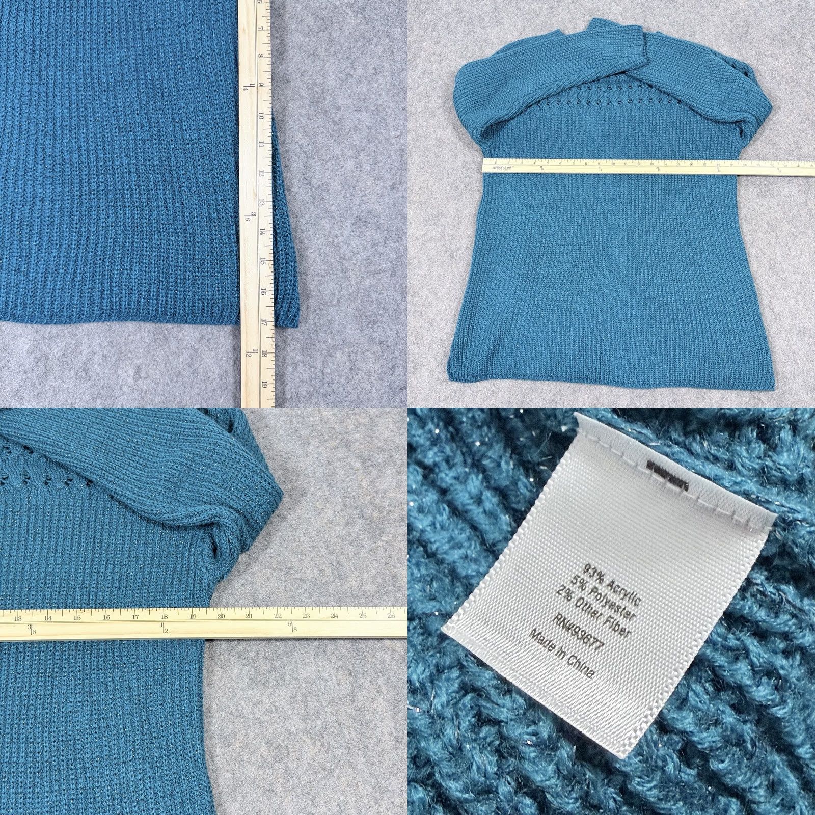 Vintage St. John's Bay Casual Knit Sweater Shirt Women's XL Teal Blue Long Sleeve Knit Pullover Casual Wear 90s Style Mens Womens Size XL / US 12-14 / IT 48-50 - 8 Thumbnail