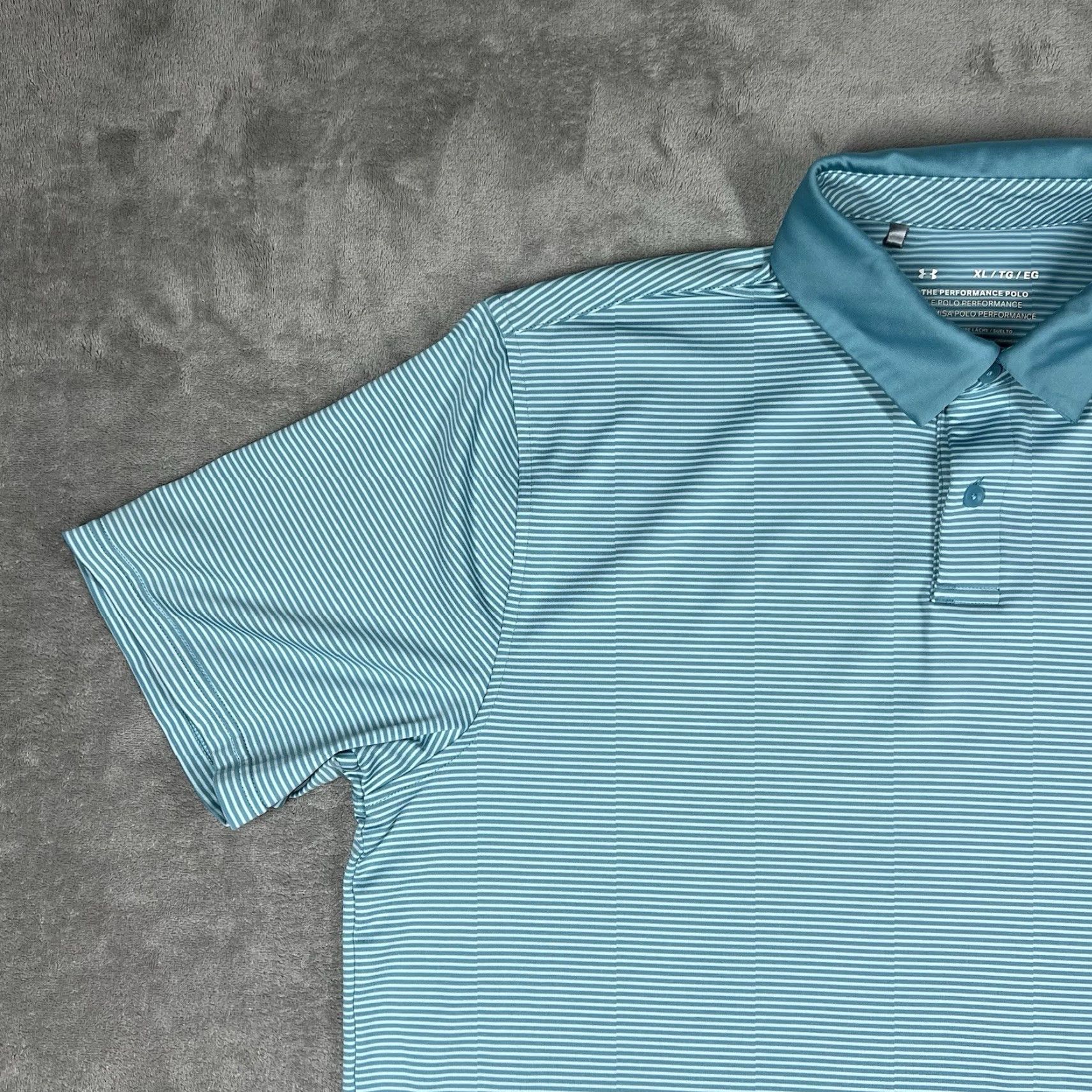 Under Armour Under Armour Polo Shirt Men XL Athletic Golf Blue Stripe Iso-Chill Short Sleeve Size US XL / EU 56 / 4 - 2 Thumbnail