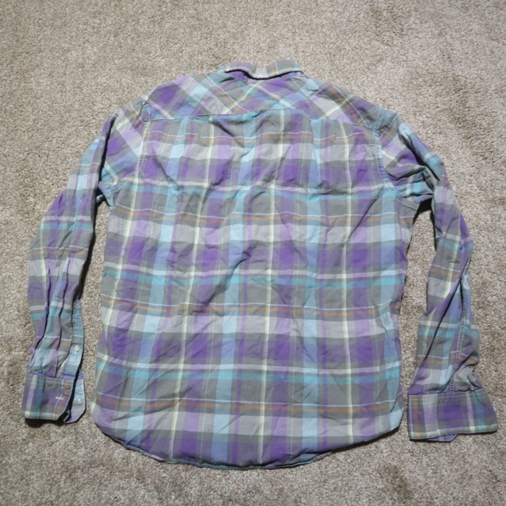 American Eagle Outfitters VINTAGE American Eagle Outfitters Shirt Men L Blue Plaid Button-Up Long Sleeve Wide Collar 90s Theme History Decade Mens Size US L / EU 52-54 / 3 - 8 Thumbnail