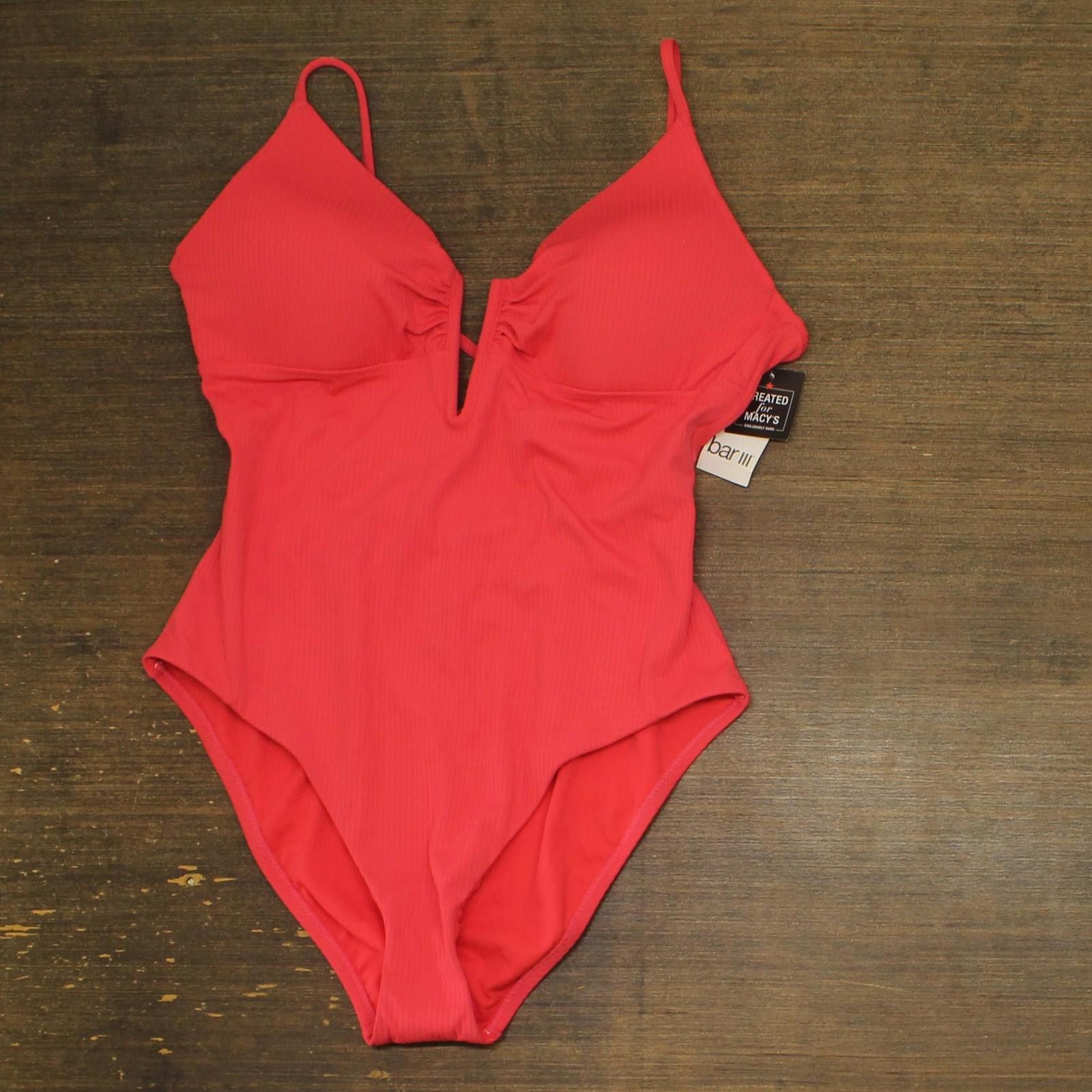 Bar III Nwt Bar Iii V-wire One-piece Swimsuit Bright Rose Pink Xl Size ONE SIZE - 1 Thumbnail