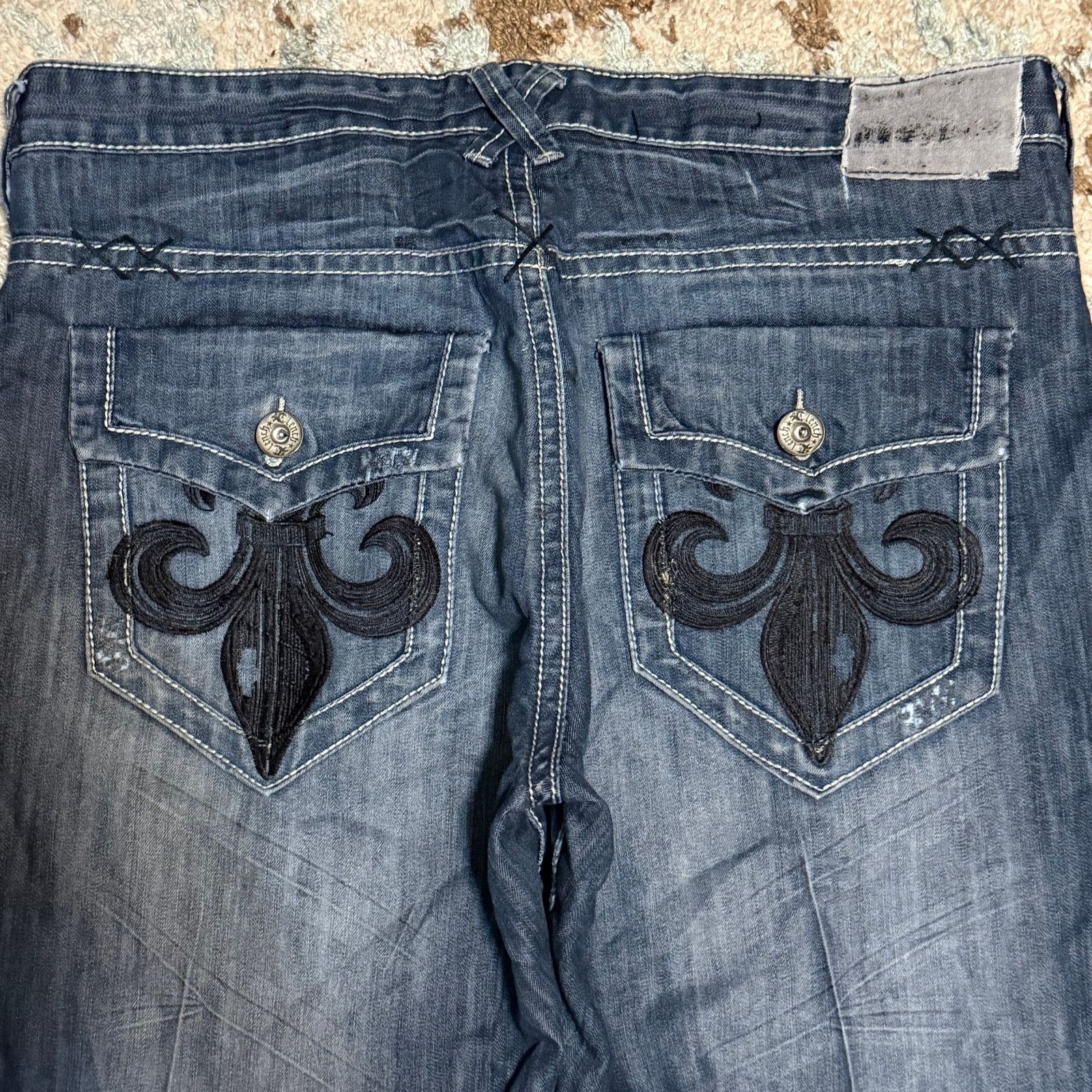 Affliction × Clench Vintage Clench Fleur Jeans Size 36x34 Y2K Affliction Style Size US 36 / EU 52 - 3 Thumbnail
