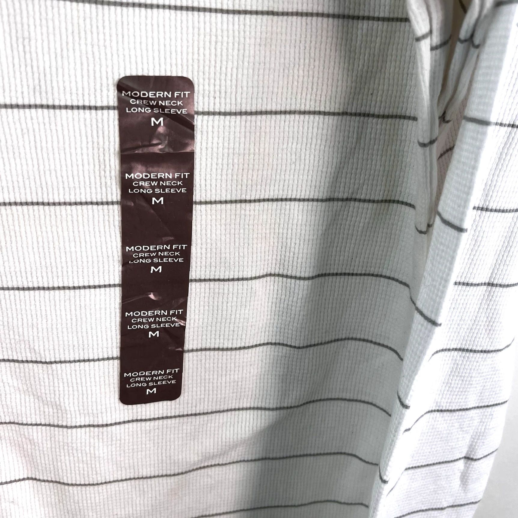 Vintage Structure Shirt Adult M White Striped Thermal Long Sleeve Crew Neck Cotton Blend Mens Size US M / EU 48-50 / 2 - 3 Thumbnail