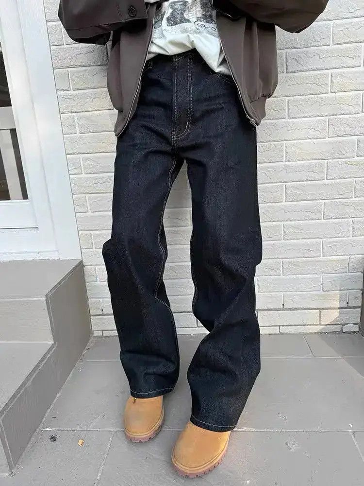 Japanese Brand Blue loose straight leg jeans Size US 32 / EU 48 - 6 Thumbnail
