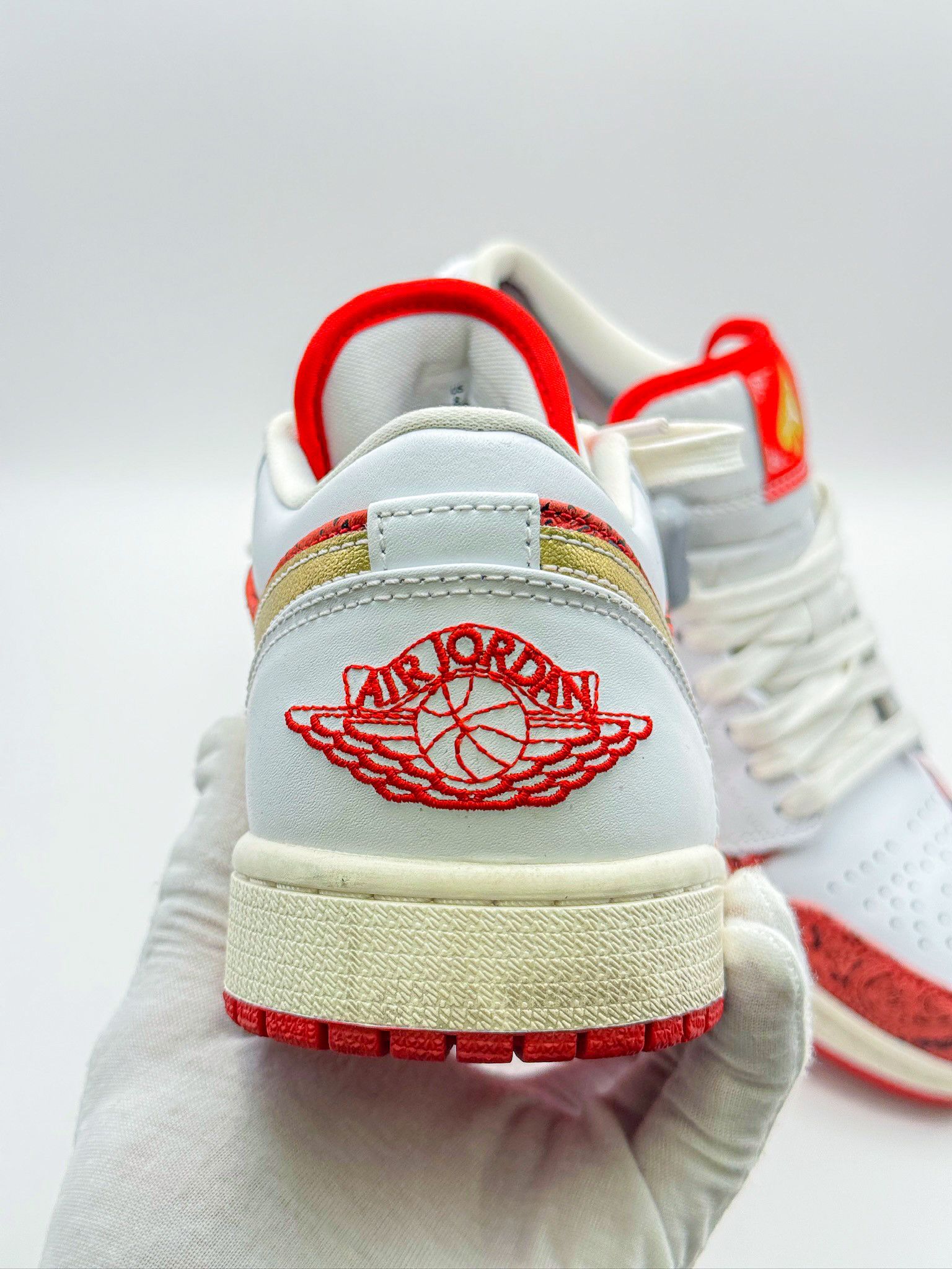 Nike Nike Air Jordan 1 Low SE White Red "Spades" Sneakers Size US 8 / EU 41 - 5 Thumbnail