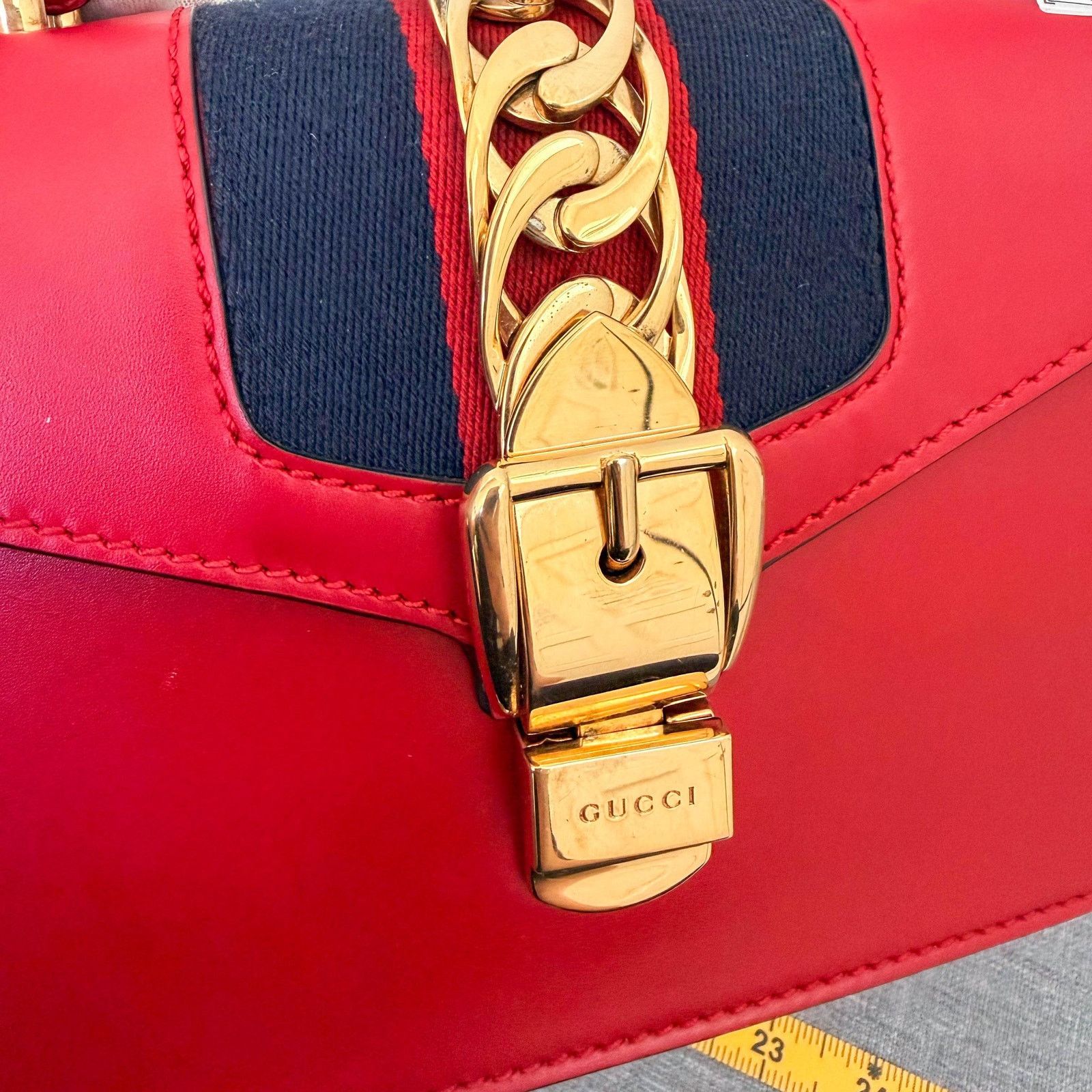 Gucci Authentic Gucci Sylvie Red Leather Small Shoulder Bag Size ONE SIZE - 7 Thumbnail