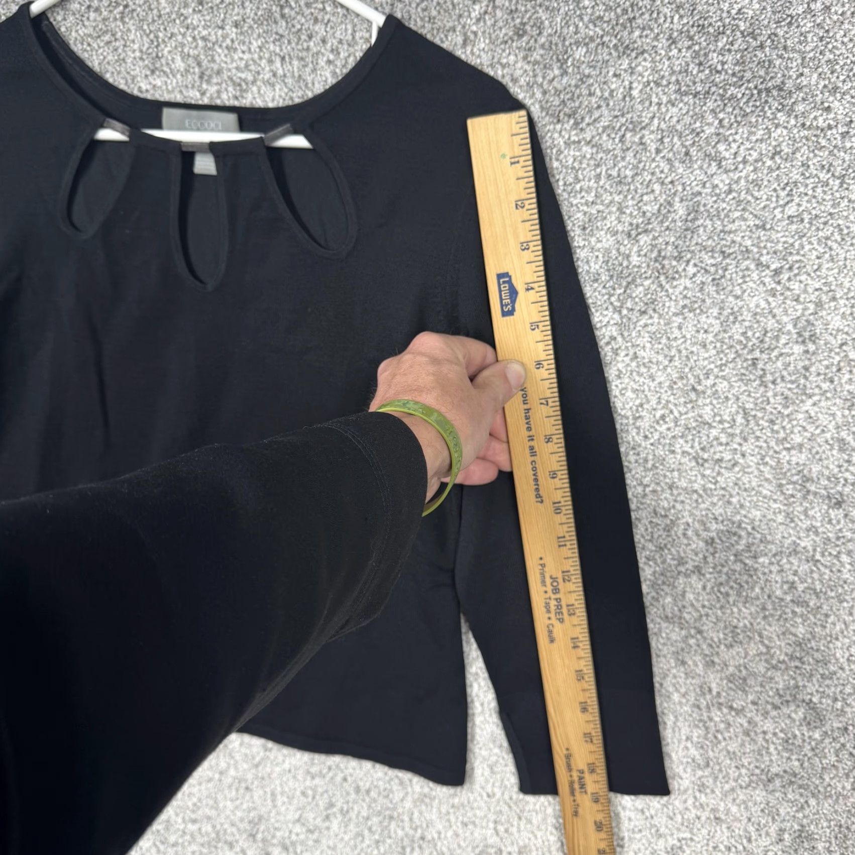 Vintage Eccoci Blouse Shirt Women M Black 3/4 Sleeve Round Neck Solid Knit Top Minimalist Date Night Modern Chic VINTAGE No Size M / US 6-8 / IT 42-44 - 4 Thumbnail