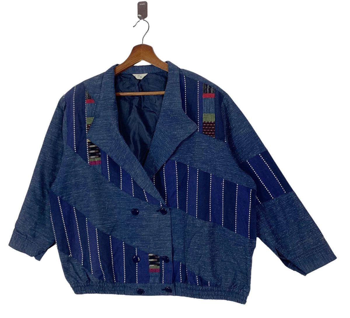 Indigo × Issey Miyake × Japanese Brand VINTAGE INDIGO SASSIKO BORO BUTTON JACKET Size US M / EU 48-50 / 2 - 2 Thumbnail