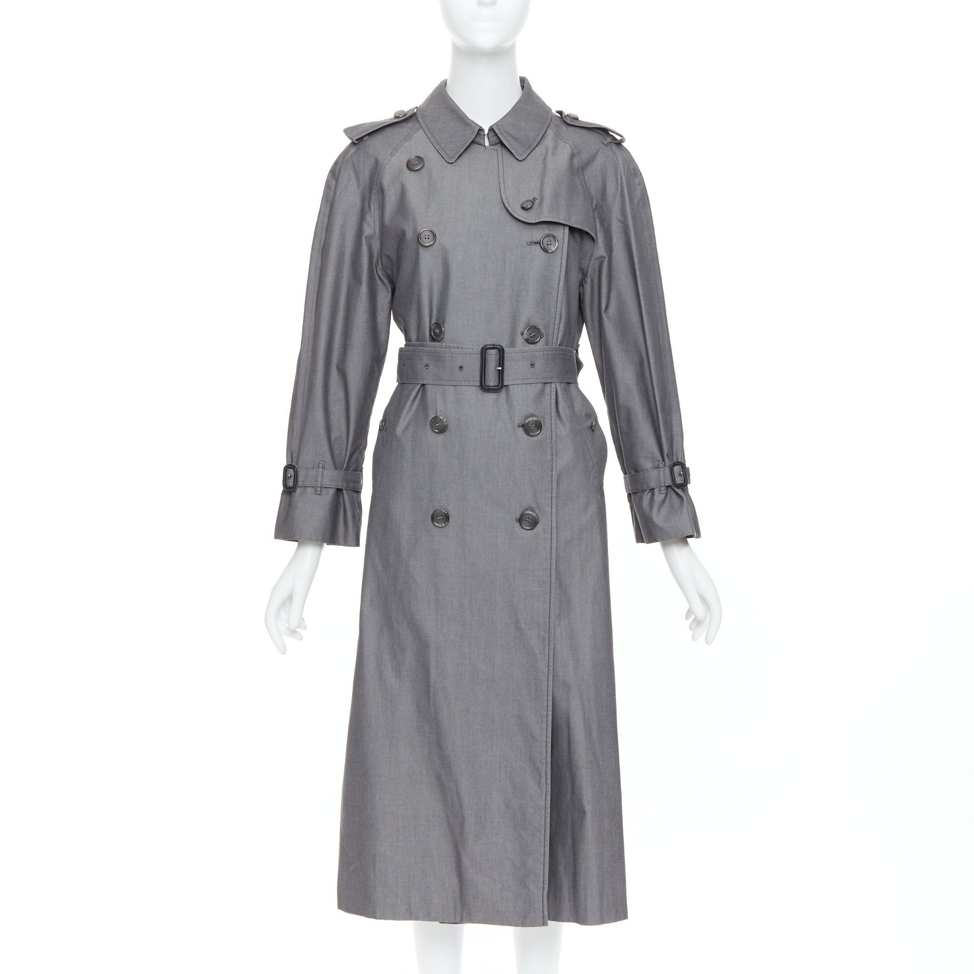 Burberry BURBERRY Vintage Made To Measure grey cotton trench coat UK12 L Size M / US 6-8 / IT 42-44 - 1 Thumbnail