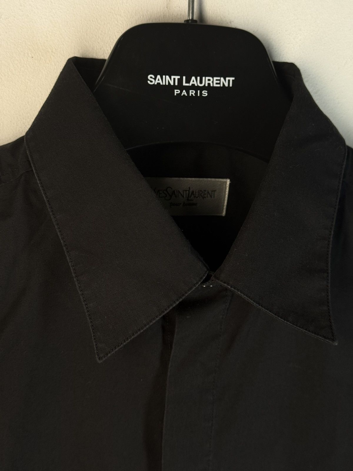 Yves Saint Laurent Black YSL Shirt Button Up Short Sleeve Vintage Collar y2k Size US L / EU 52-54 / 3 - 5 Thumbnail