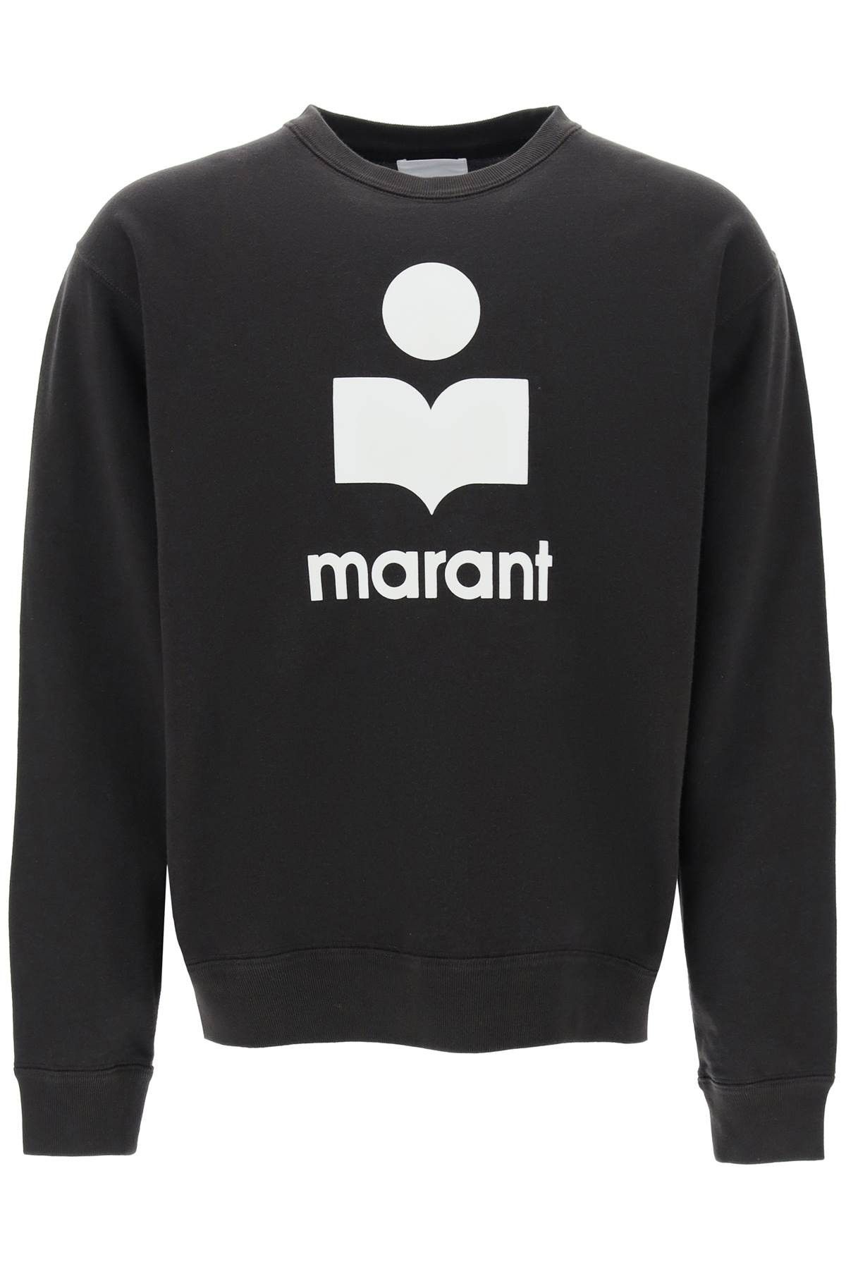 image of Isabel Marant Mikoy Flocked Logo Sweatshirt in Nero, Men's (Size Medium)